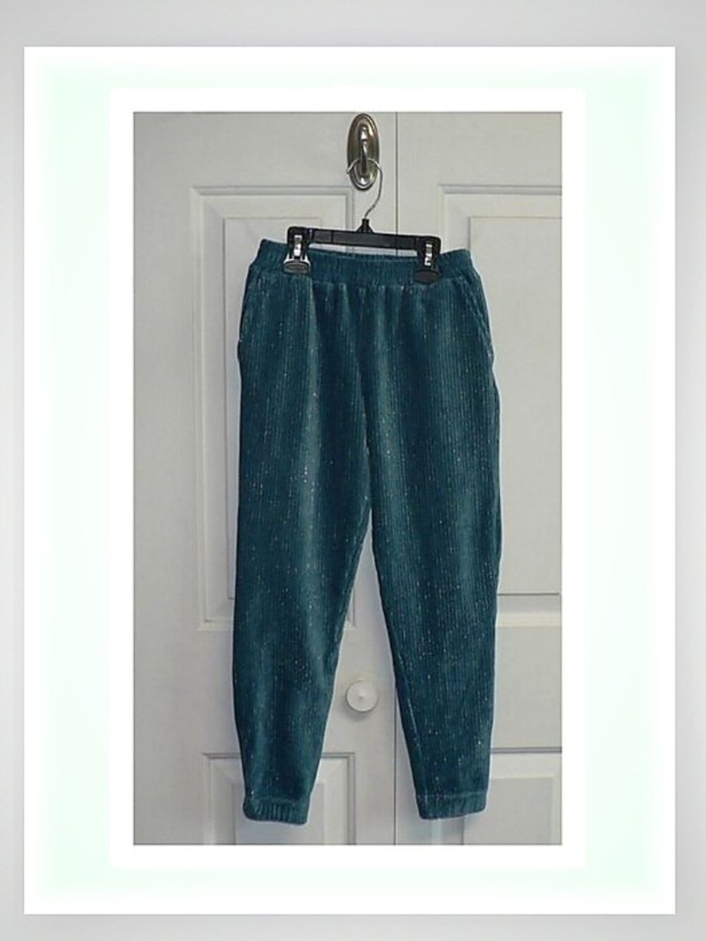 BCG Girls Elastic Waist Pull-On Velour Lounge Pants in Blue Shimmer Size